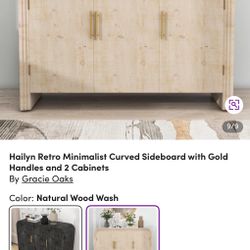 Brand New Curved Stylish Storage Buffet Cabinet Console 