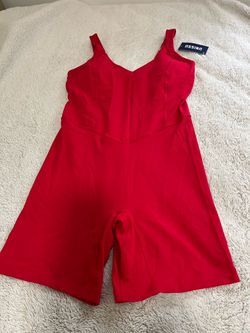 NSSINN Red Sleeveless Romper with Shorts