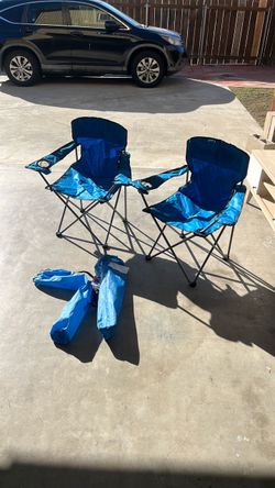 Set of 2 Blue Folding Camp Chairs
