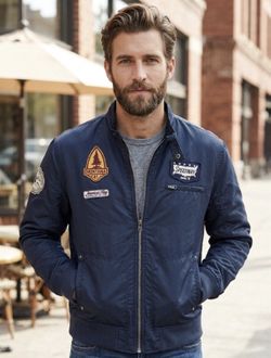 American Rag Mens Blue Zip Up Bomber Jacket Size Large