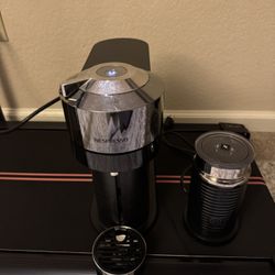 Nespresso Vertuo Next Deluxe Coffee and Espresso Maker, Black & Chrome with Aeroccino Milk Frother