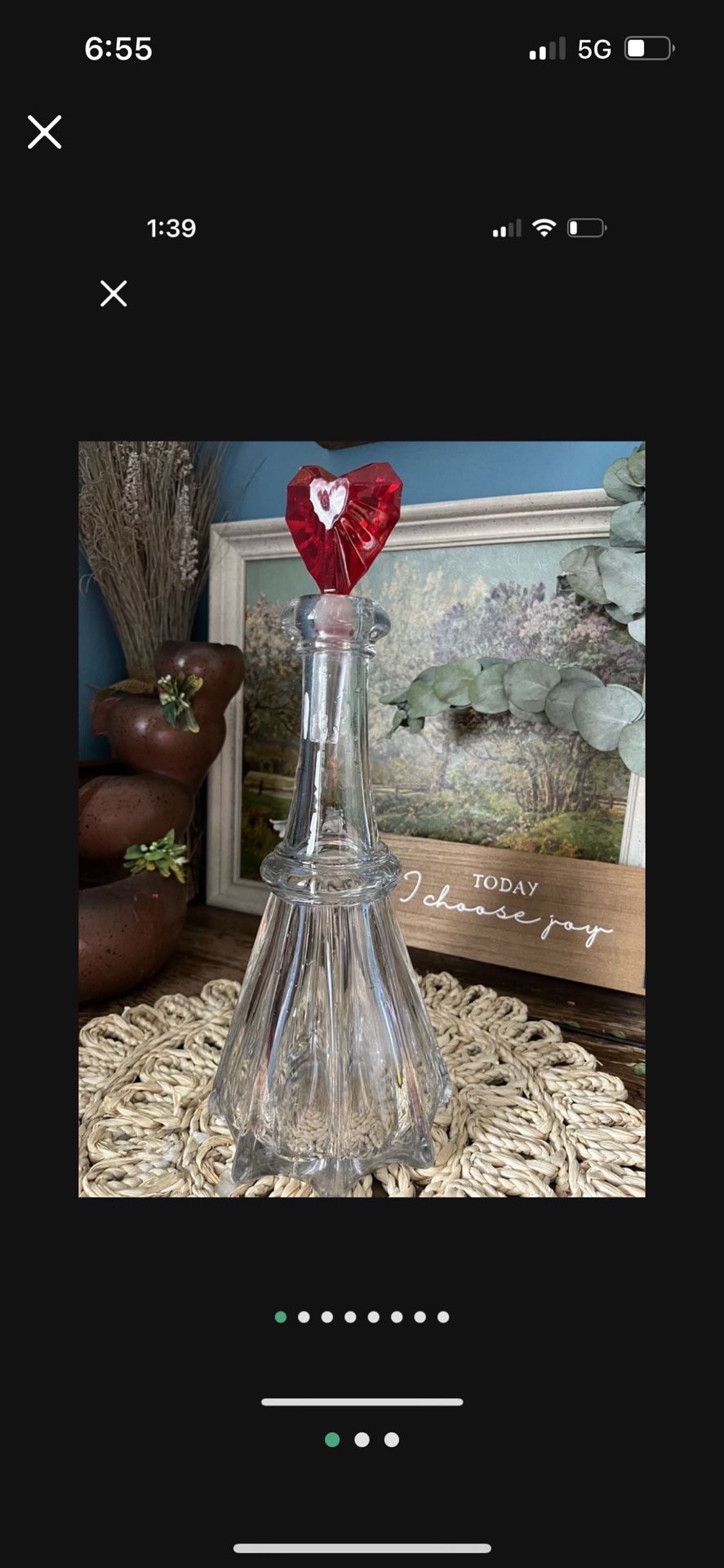 Vintage Glass Liquor Decanter “queen Of Hearts”