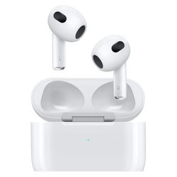 Apple AirPods (3rd Generation) Wireless Ear Buds, Bluetooth Headphones, Personalized Spatial Audio, Sweat and Water Resistant, Lightning Charging Case