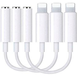 3 Pack Lightning to 3.5 mm Headphone Jack Adapter, Apple MFi Certified iPhone Audio Dongle Cable Earphones Headphones Converter Compatible with iPhone