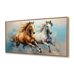 2651: NEW Wall Art Horses Pictures Canvas Wall Art Wood Framed Canvas Prints Painting Horses Pictures Ready to Hang