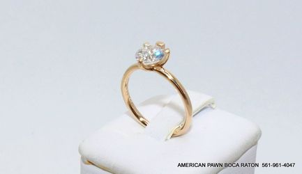 Pandora Nova 14k Yellow Gold Lab-grown Diamond Solitaire Ring   RISE ABOVE FINGER - approx. 5.4 mm  TOP  8.0 MM WIDE   RING SIZE - 5  SHANK  1.7mm Hal