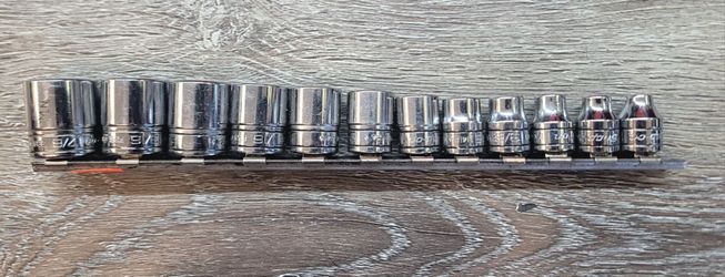 Snap-on 12 Pt 3/8 Dr. 7/8” - 1/4” F281 - F081 Shallow Sockets 12 Pcs