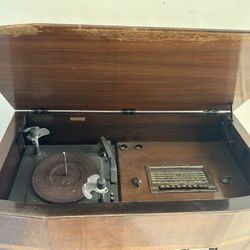 Vintage Silvertone Tube Radio Phonograph Console Model 6346A – Art Deco Record Player