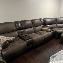Leather Reclining Sectional 