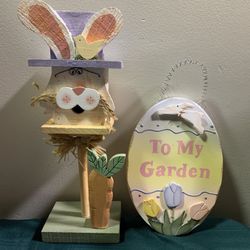 Two new wooden bunny decorations - $2 for Both 