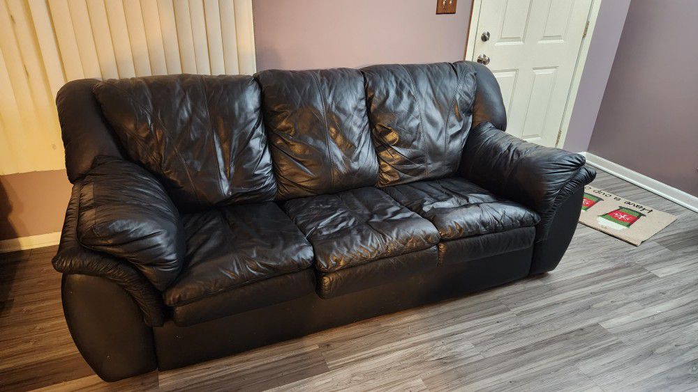 Black Leather Couch For Sale