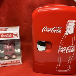 Coke Mini Fridge With Funko Pop For Sale