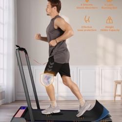  2 IN 1 TREADMILL WALKING PAD REMOTE CONTROL APP LED DISPLAY - Blue/Gray