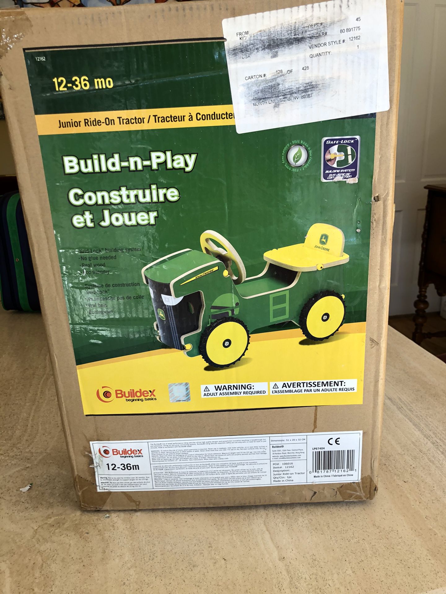 New in box , Build and play John Deere junior ride tractor