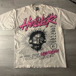 Hellstar Tee shirt pink and tan/white
