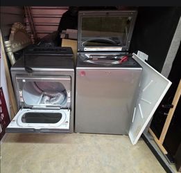 Gray washer and dryer