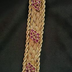 Vintage 1970s 14kt Bracelet With Rubies