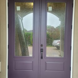 Door Exterior Jeld Wen Front Impact Double Front Door 73" X 96" Brand New Metal W Impqct  Glass