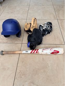 Left-Handed Youth Baseball Starter Bundle - Marucci CAT X Bat, Easton Helmet & 3 Lefty Gloves