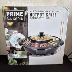 Prime Cuisine 1500W Electric Hotpot Grill Combo with Lid