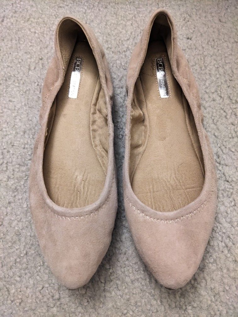 Nude Suede Flats