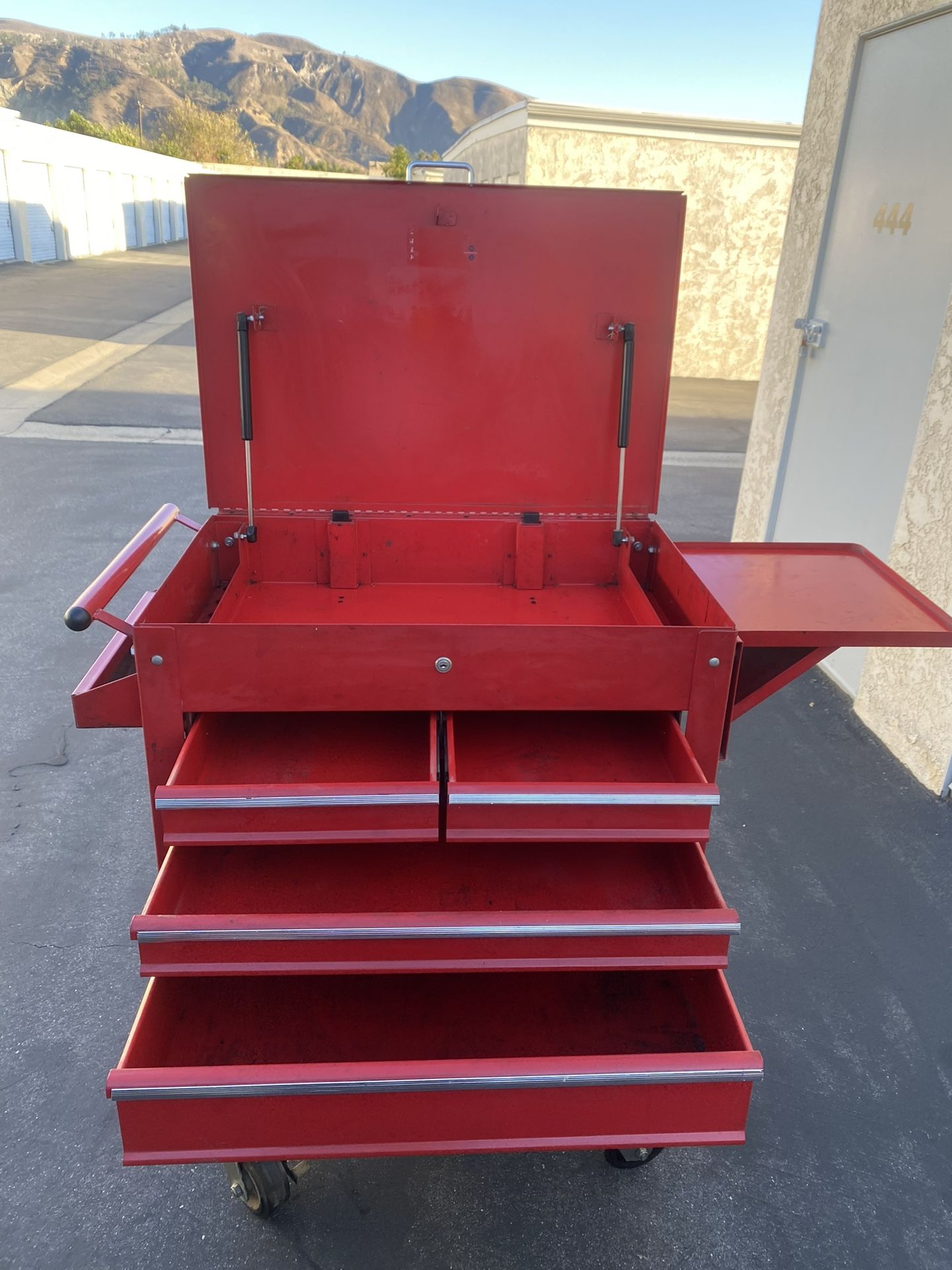 Roll Tool Box With Folding Side Work Tray
