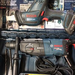Bosch Rotary Hammer Drill + 18v Hacksaw + Batery