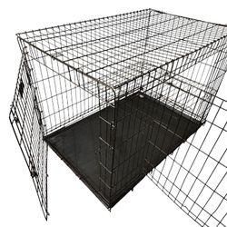 Petmate Large Dog Crate, 42 inch, 2-Door, Folding, Wire Dog Kennel with Removable Tray