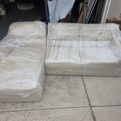 Leather L Shaped Couch 90"