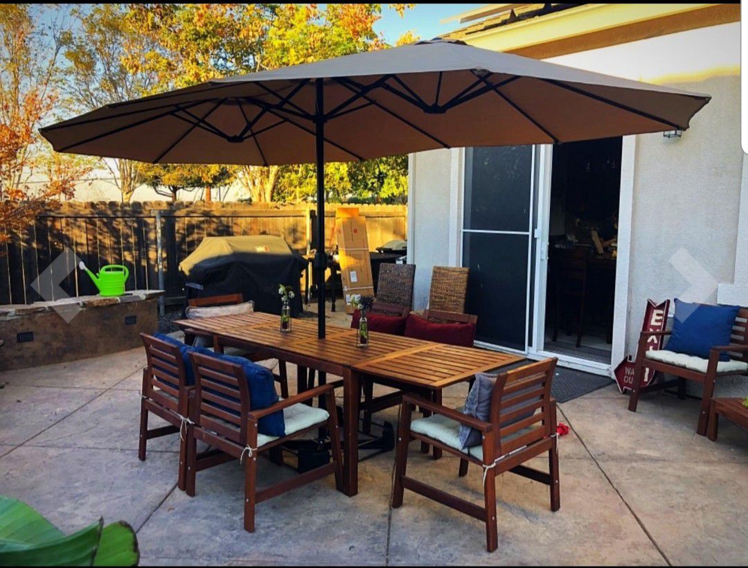 NEW- 15.5 ft Diameter outdoor backyard patio sunshade poolside cover your lounge chair Day, daybed, BBQ Grill, Furniture NOT included