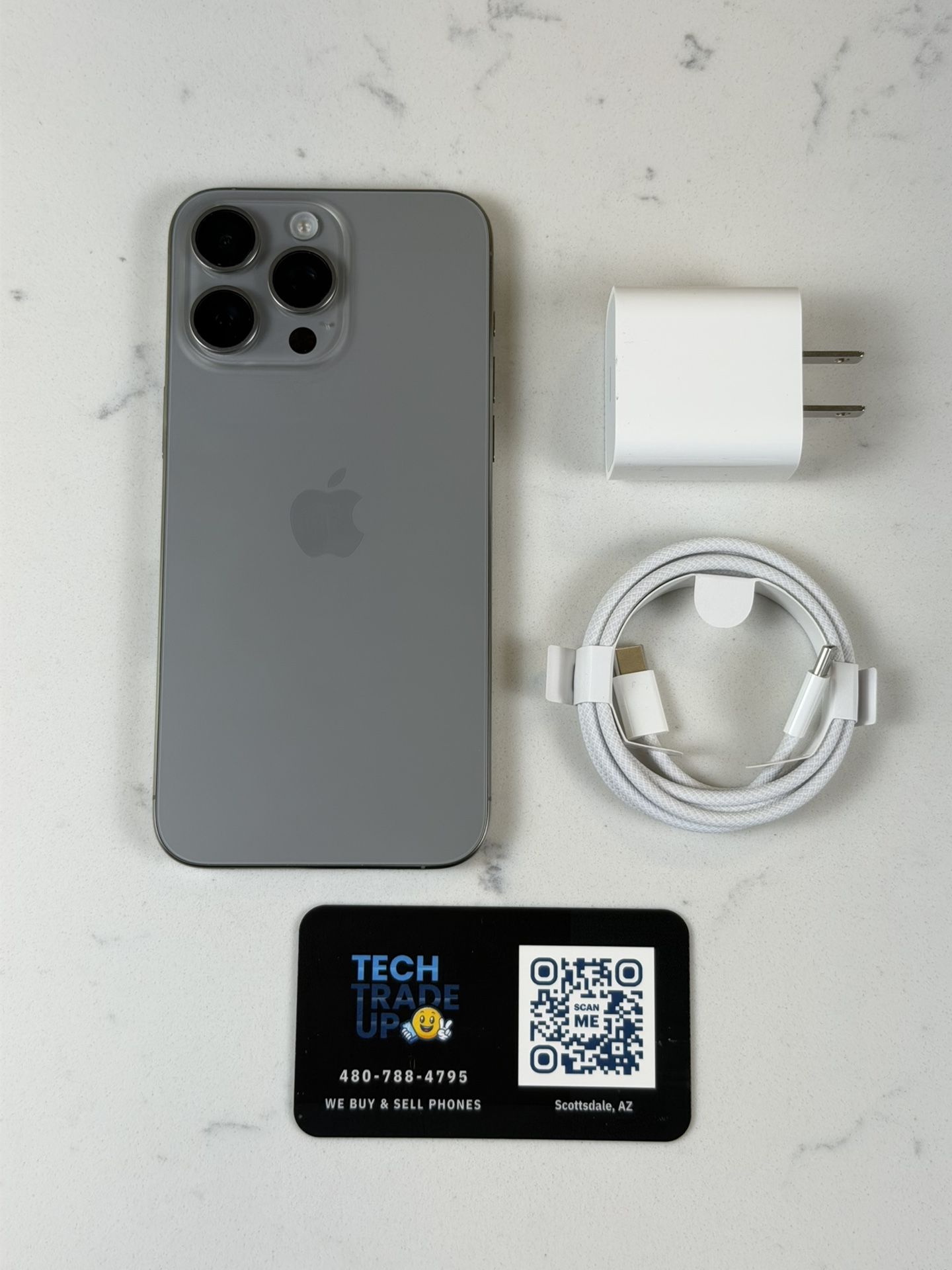 iPhone 15 Pro Max 256Gb Natural 🩶 Cricket Battery 100%!