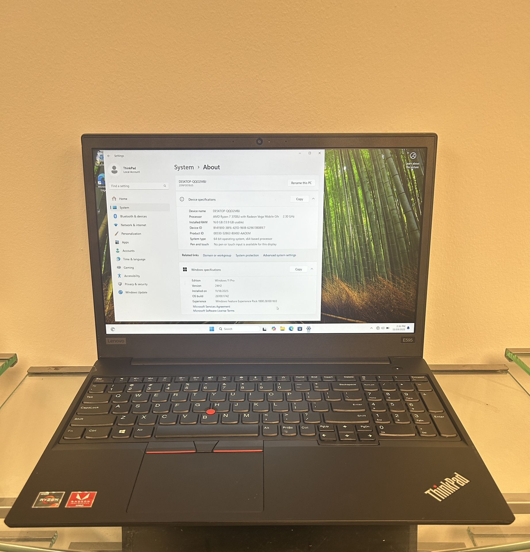 15” Lenovo RYZEN 7 Laptop computer 