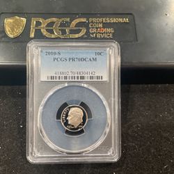 2010 S Perfect Graded Roosevelt Dime Graded At PR70 With A deep Cameo 10-14