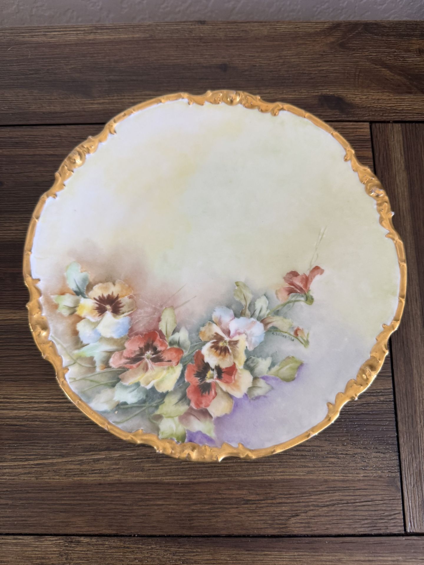 Antique P&P France M.L.Kappes 1921 Limoges Plate: Hand Painted Floral Decor with Gold Accents