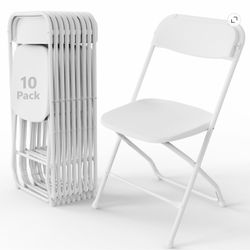 Folding White Chairs 10pack (White)