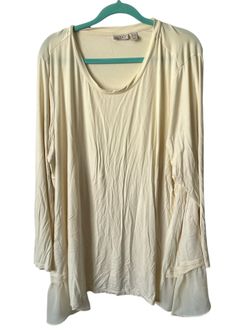 LOGO Layers Lori Goldstein Long Sleeve Shirt Cream Sz 3X  Comes from a pet and smoke free home.  Measurements are in the pictures.  This LOGO by Lori 