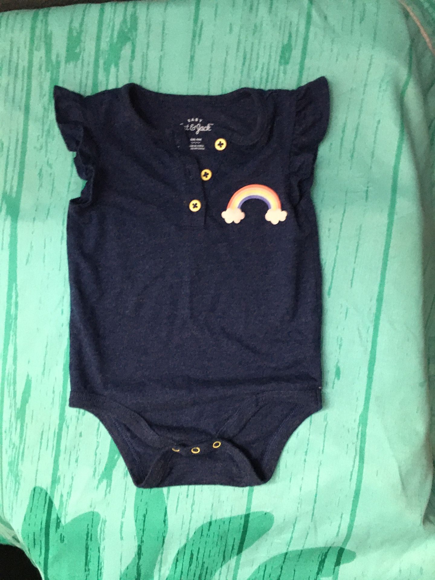 Infant Baby Girl Rainbow Jean Onesie 6 Months - 9 Months