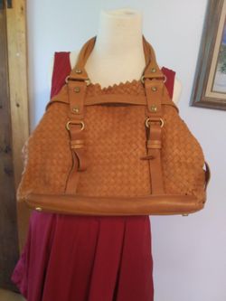 Francesco Biasia Leather Woven Satchel Handbag