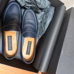 Gordon Rush Penny Loafers Leather Navy Size 7 Made in Italy New in Box - $195