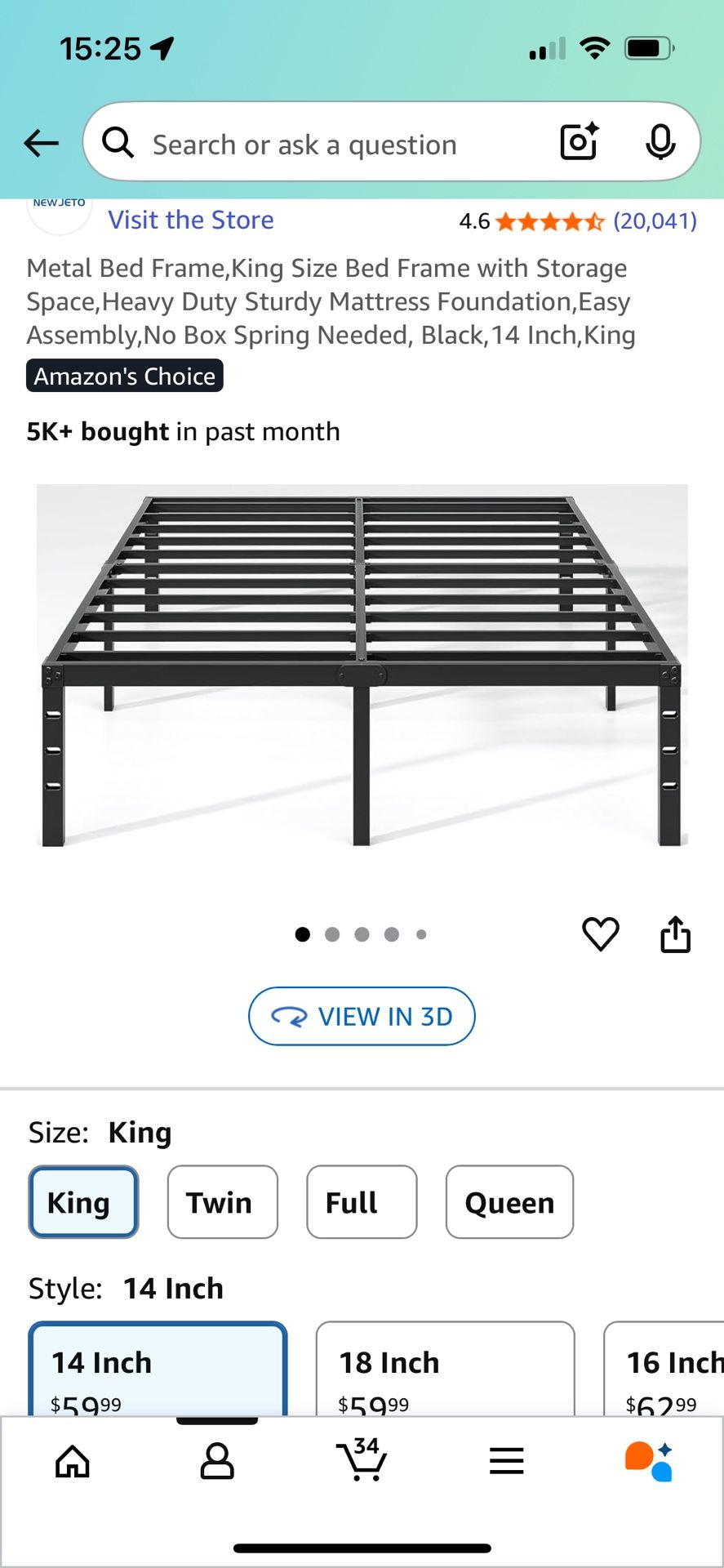 Free King sized Metal Bed Frame -Black