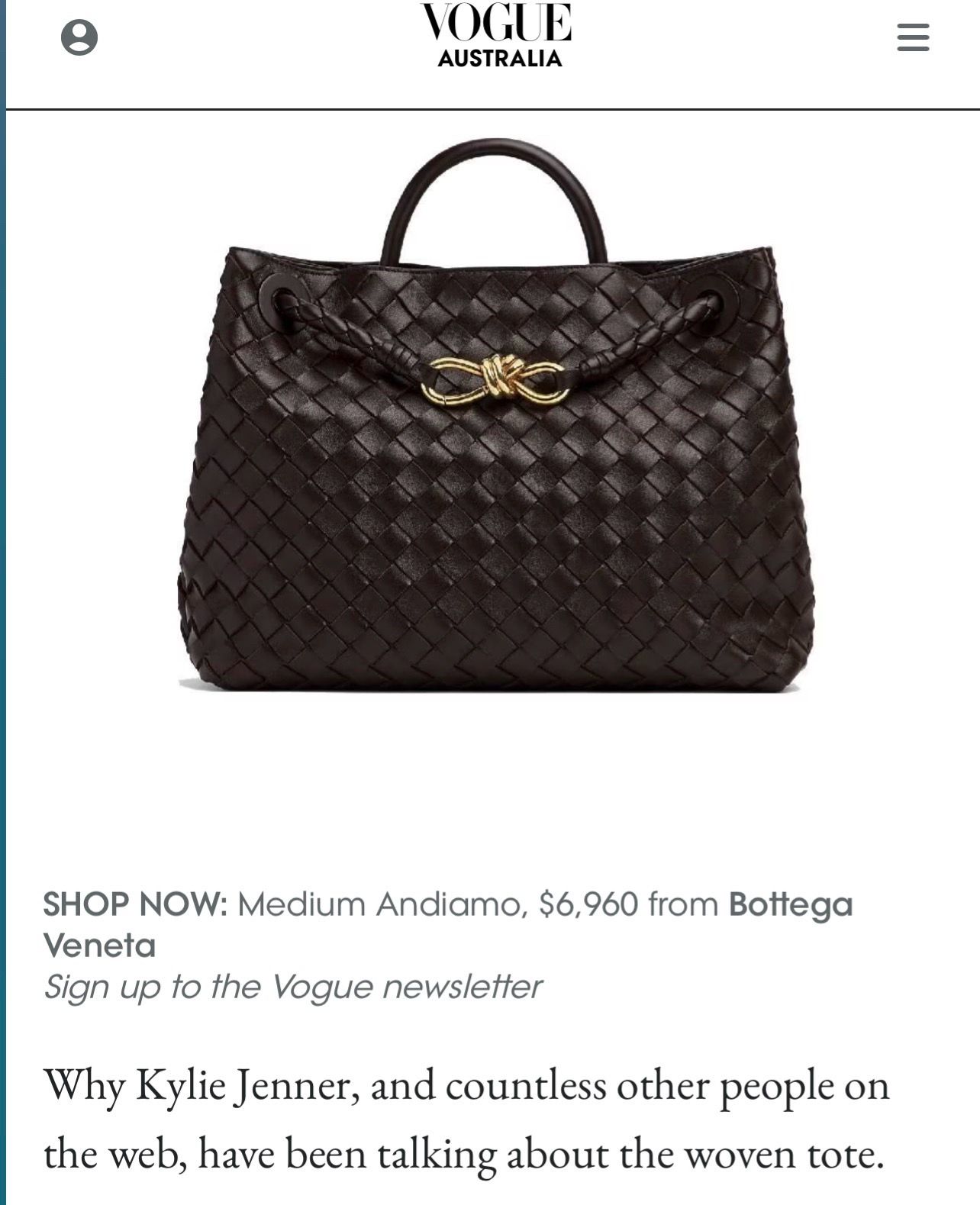 Bottega Veneta East West brand new GHW Andiamo Intricato bag