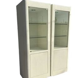 ( set Of 2 ) ( $300 each ) 1980s Postmodern Plaster Tower Display  Cabinets 