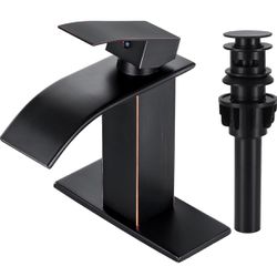 Qomolangma Waterfall Bathroom Faucet, Oil-Rubbed Bronze Modern Single Handle Bathroom Faucets for 1 or 3 Hole Bathroom Sink Faucet Mixer Tap Washbasin
