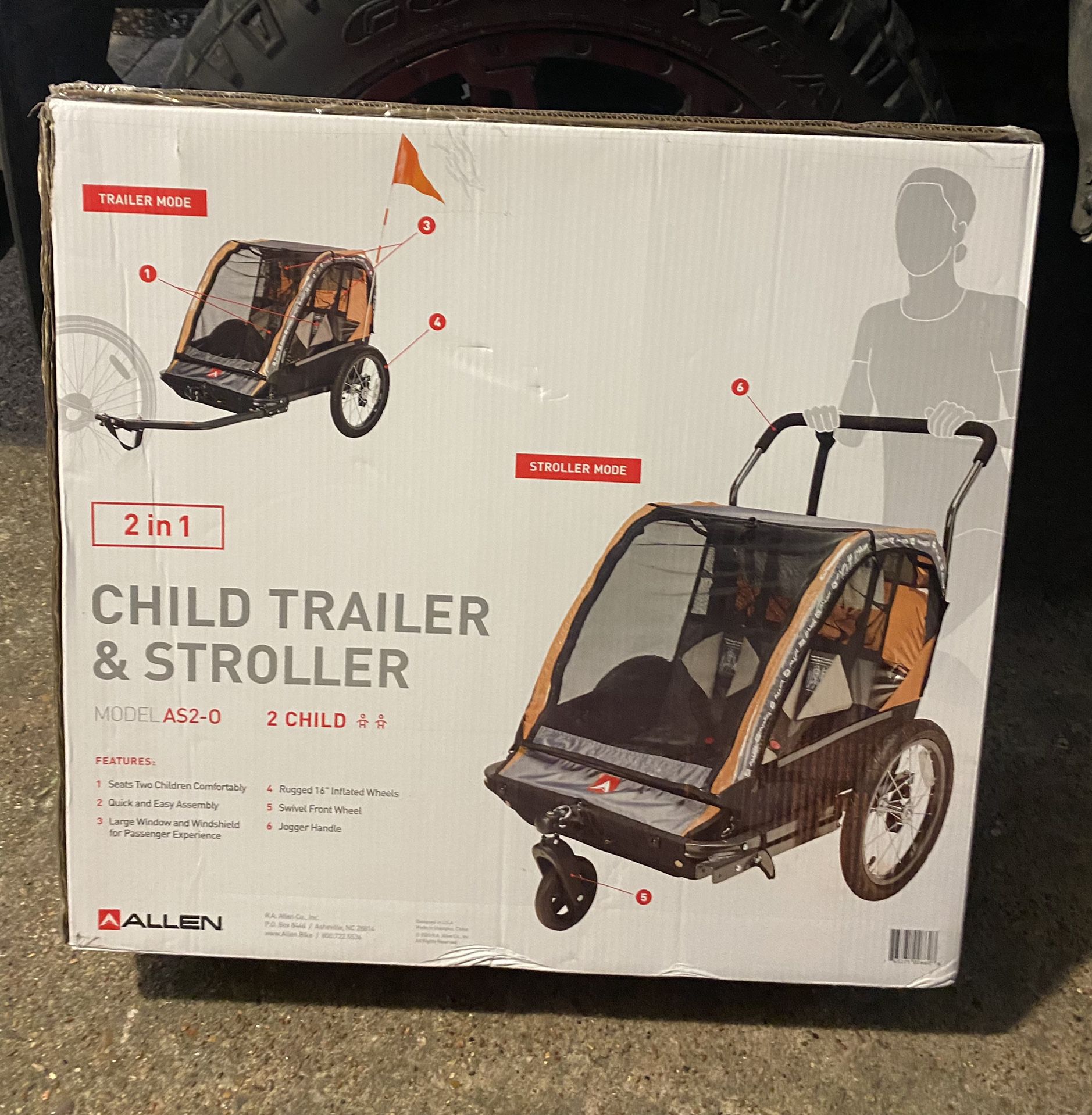Brand New - Allen Sports 2-Child Bicycle Trailer and Stroller