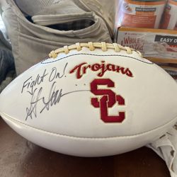 USC football signed by Steve Sarkisian