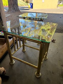 Brass and Glass Side Tables – Set of 2