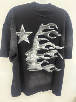 Black Hellstart T-Shirt Star Flame Print