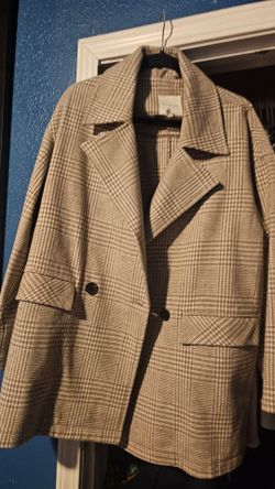 Plaid Oversized Coat with Button Closure