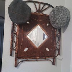 Antique HAT RACK and Mirror 