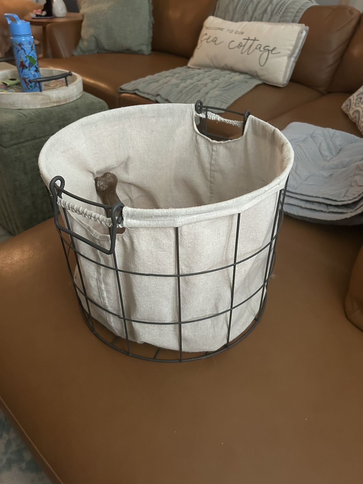 Lined Storage Basket (dog toys, Blankets Etc.)